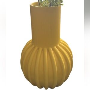 Vintage IKEA Yellow Ribbed Ceramic Bulb Vase